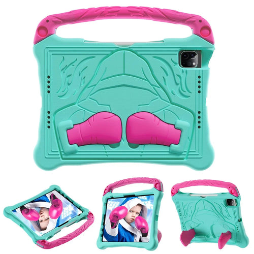 EVA Case For iPad Air 11 (2025) / (2024) / Pro 11 (2025) / 11 (2024) / iPad (2025) / 10.9 (2022) Boxing Style Tablet Cover with Handle Kickstand - Mint Green / Rose - 1