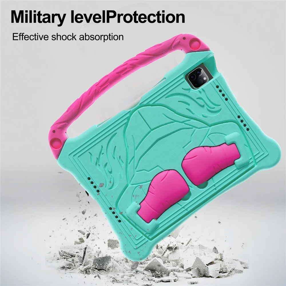 EVA Case For iPad Air 11 (2025) / (2024) / Pro 11 (2025) / 11 (2024) / iPad (2025) / 10.9 (2022) Boxing Style Tablet Cover with Handle Kickstand - Mint Green / Rose - 5