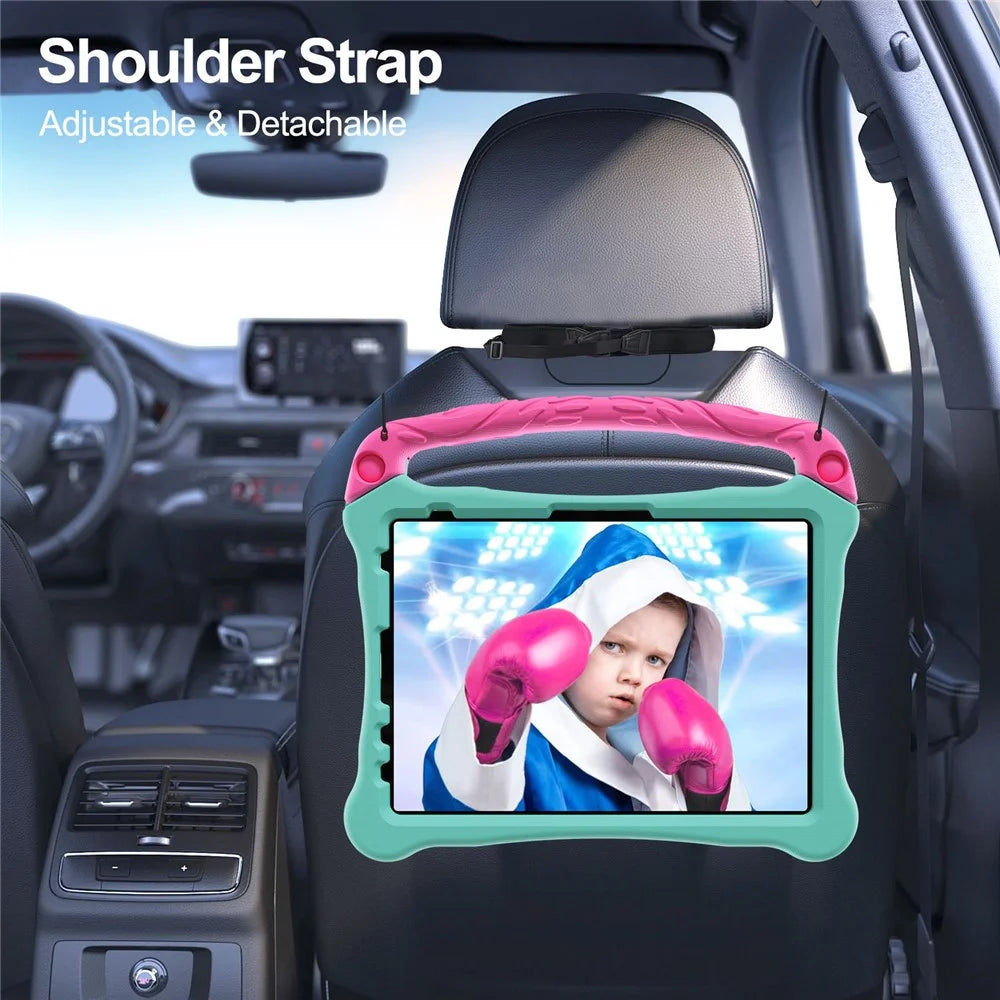 EVA Case For iPad Air 11 (2025) / (2024) / Pro 11 (2025) / 11 (2024) / iPad (2025) / 10.9 (2022) Boxing Style Tablet Cover with Handle Kickstand - Mint Green / Rose - 7