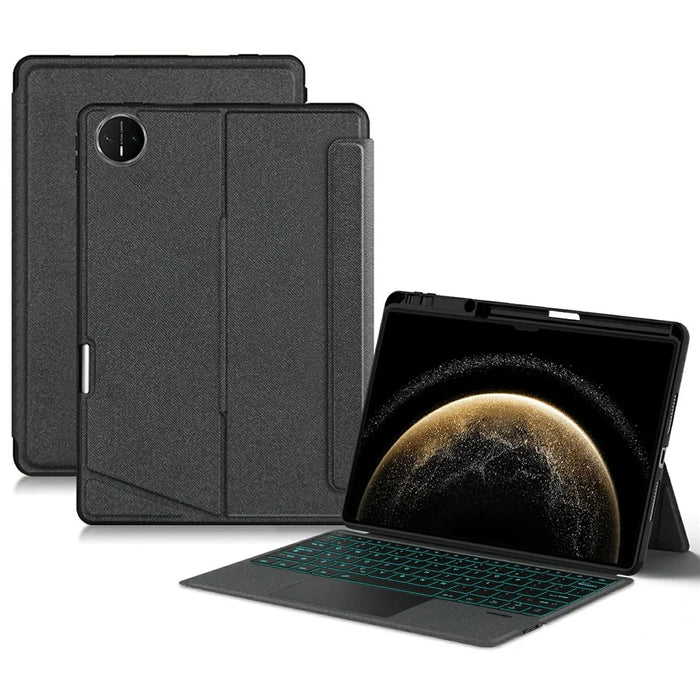 For Huawei MatePad Pro 13.2 (2025) Leather Case + Bluetooth-compatible Keyboard with Backlight Trackpad - 1