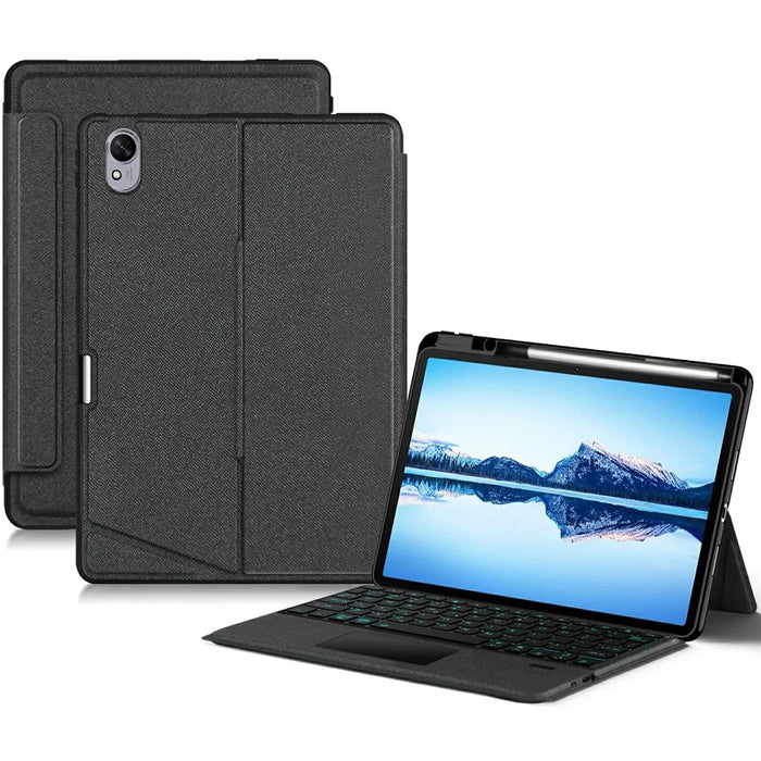 For Huawei Qingyun C7 (2nd Gen) Leather Case + Bluetooth-compatible Keyboard with Backlight Trackpad - 1