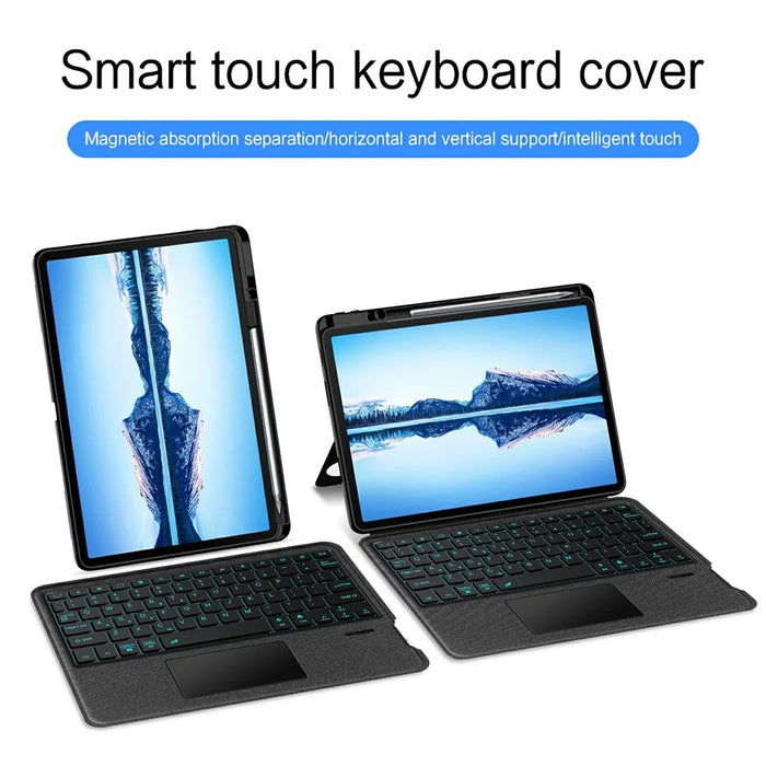 For Huawei Qingyun C7 (2nd Gen) Leather Case + Bluetooth-compatible Keyboard with Backlight Trackpad - 2
