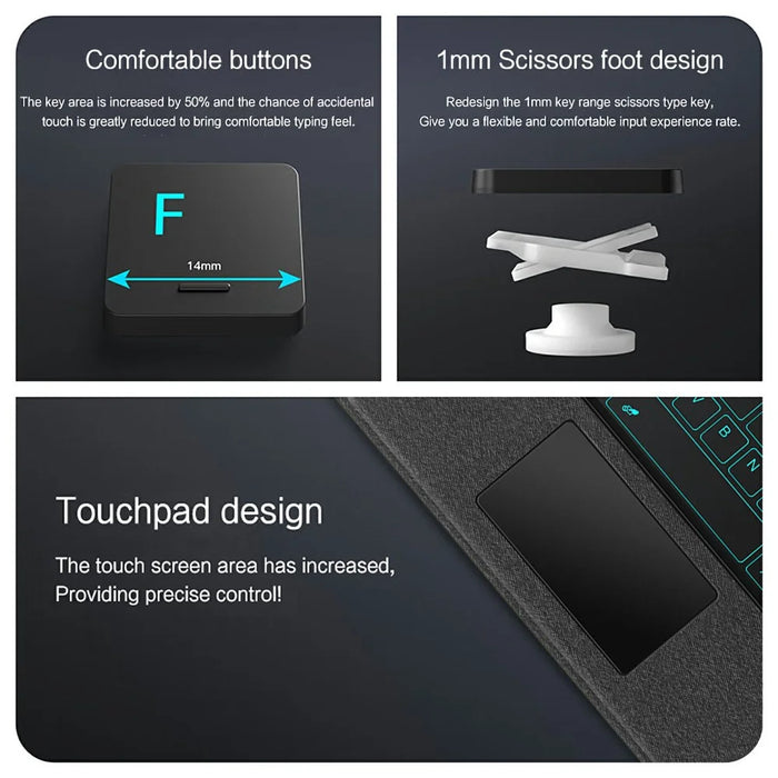 For Huawei Qingyun C7 (2nd Gen) Leather Case + Bluetooth-compatible Keyboard with Backlight Trackpad - 3