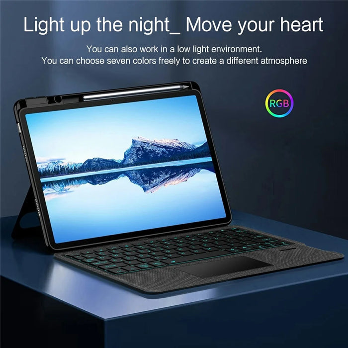 For Huawei Qingyun C7 (2nd Gen) Leather Case + Bluetooth-compatible Keyboard with Backlight Trackpad - 5