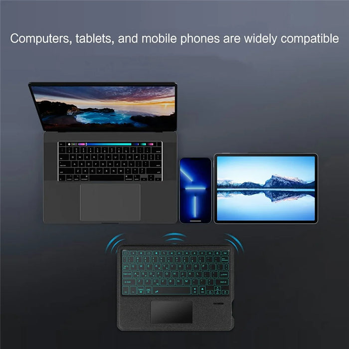 For Huawei Qingyun C7 (2nd Gen) Leather Case + Bluetooth-compatible Keyboard with Backlight Trackpad - 6