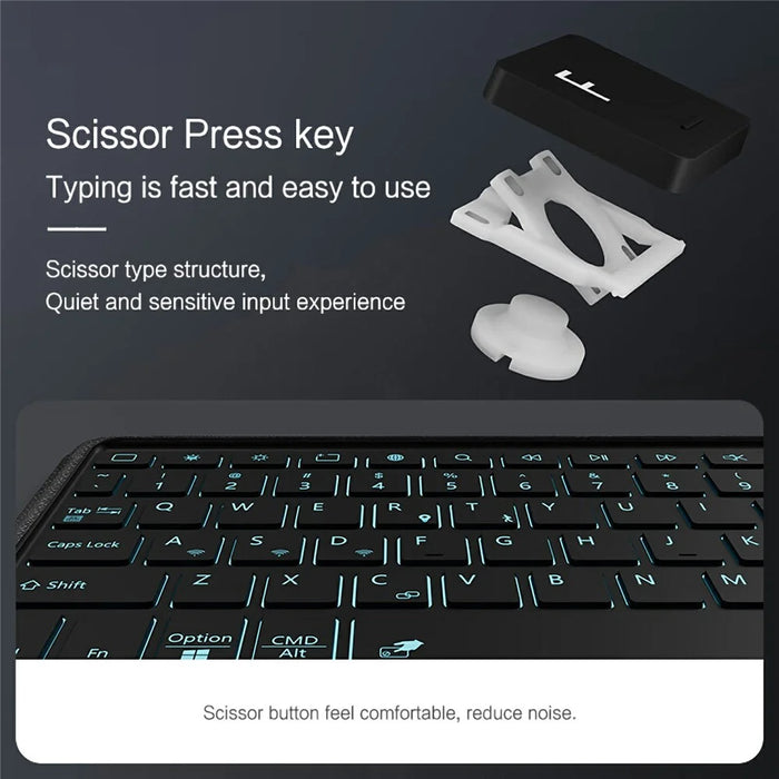 For Huawei Qingyun C7 (2nd Gen) Leather Case + Bluetooth-compatible Keyboard with Backlight Trackpad - 7