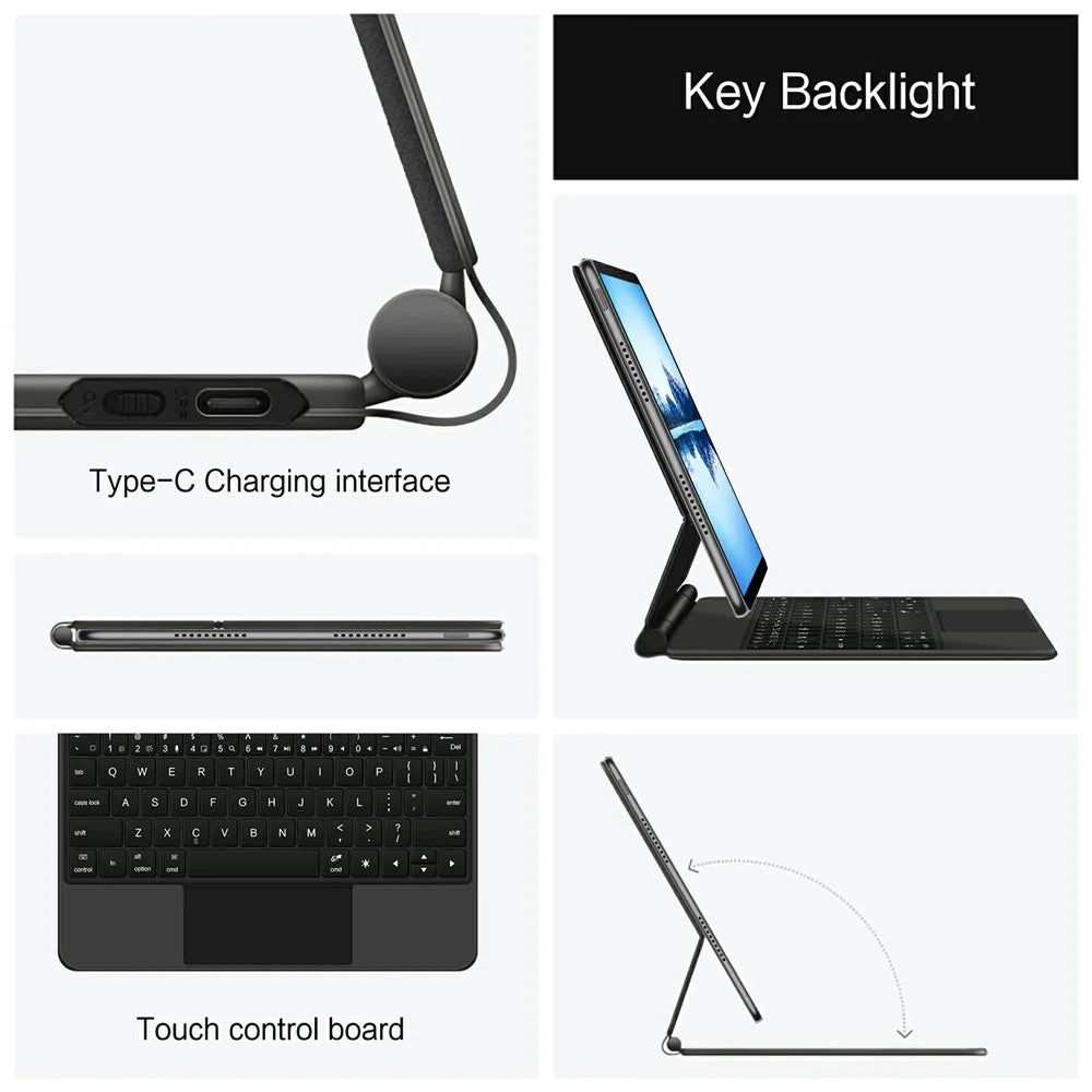 For Huawei Qingyun C7 (2nd Gen) Magnetic Floating Bluetooth-compatible Keyboard + Leather Tablet Case - 4