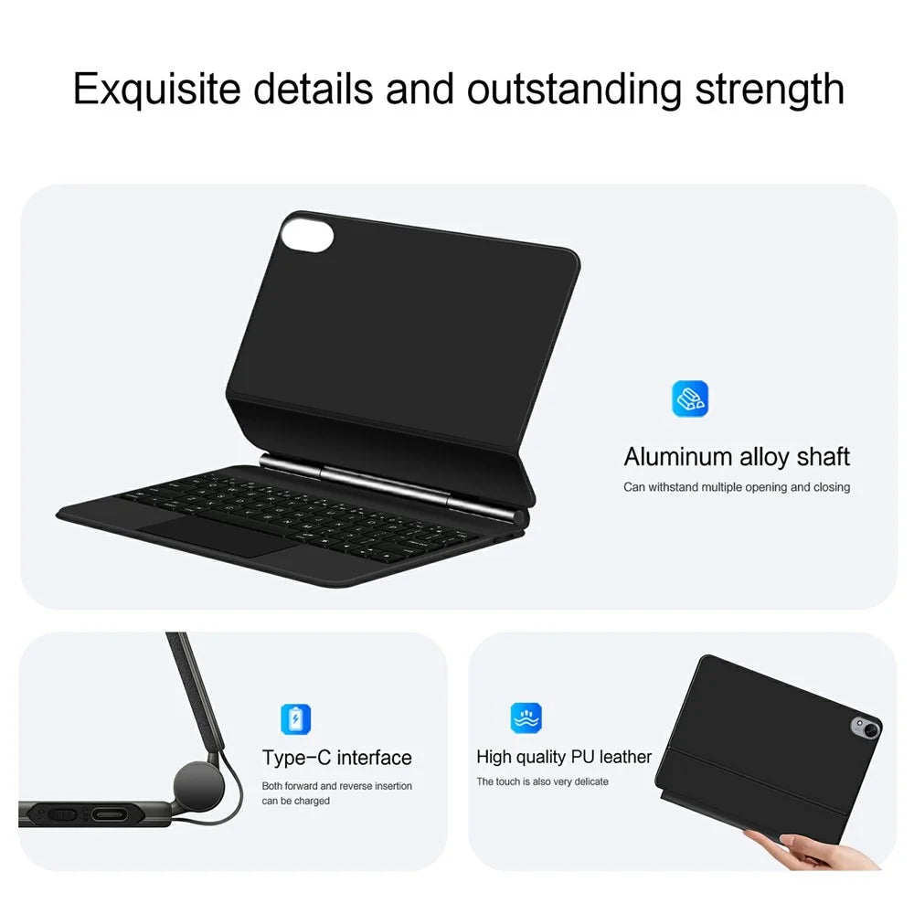 For Huawei Qingyun C7 (2nd Gen) Magnetic Floating Bluetooth-compatible Keyboard + Leather Tablet Case - 5