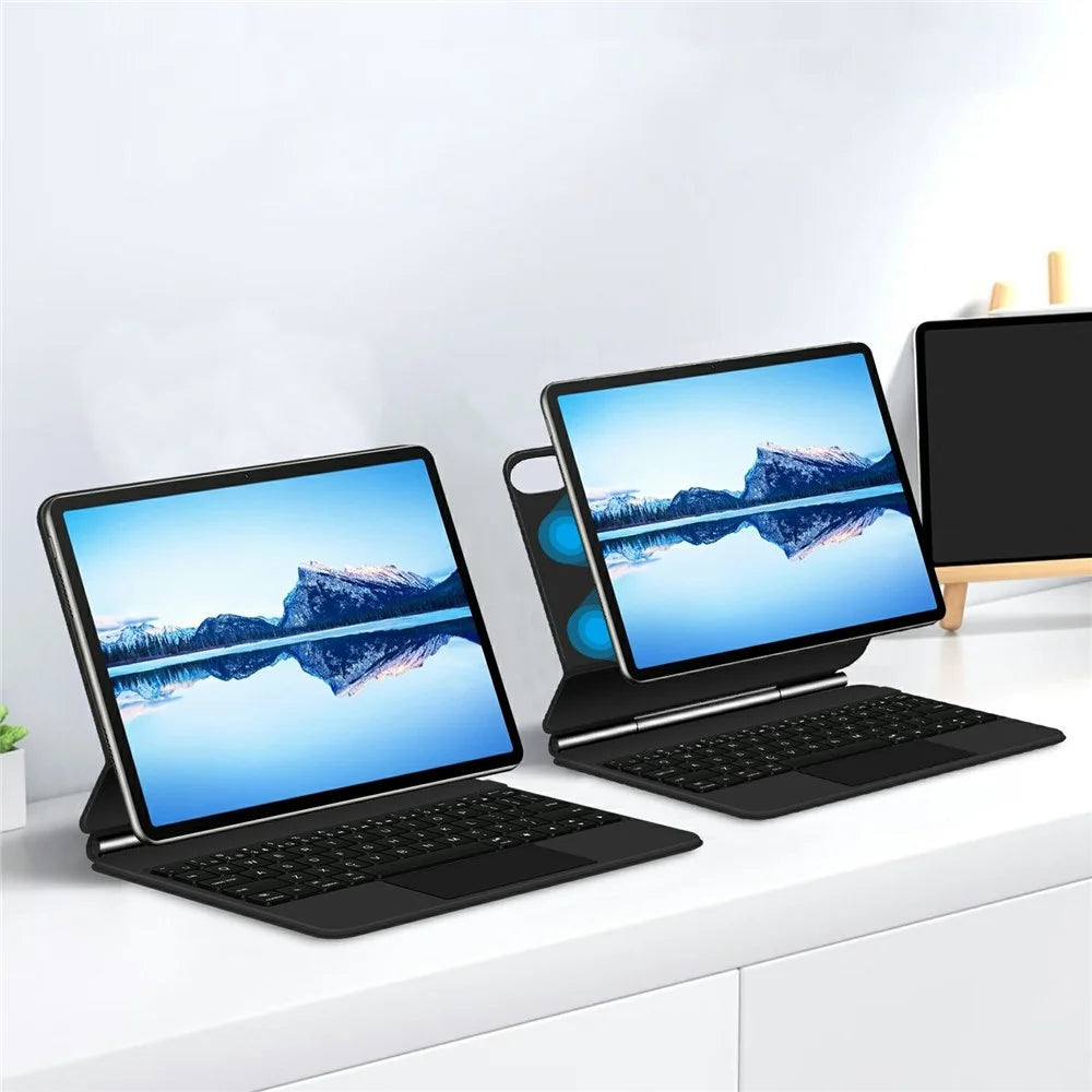 For Huawei Qingyun C7 (2nd Gen) Magnetic Floating Bluetooth-compatible Keyboard + Leather Tablet Case - 7