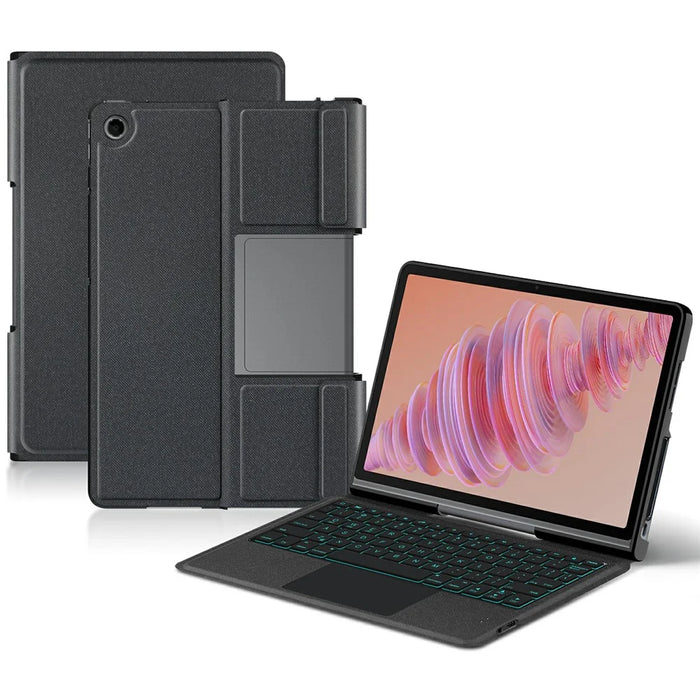 For Lenovo Tab Plus Leather Case + Bluetooth-compatible Keyboard with Backlight Trackpad - 1