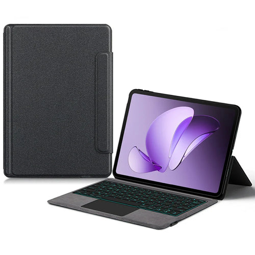 For Oppo Pad 3 Leather Case + Touchpad Bluetooth-compatible Keyboard with Backlit - 1