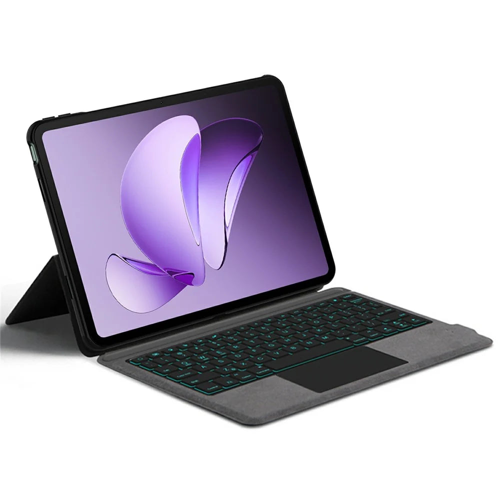 For Oppo Pad 3 Leather Case + Touchpad Bluetooth-compatible Keyboard with Backlit - 3