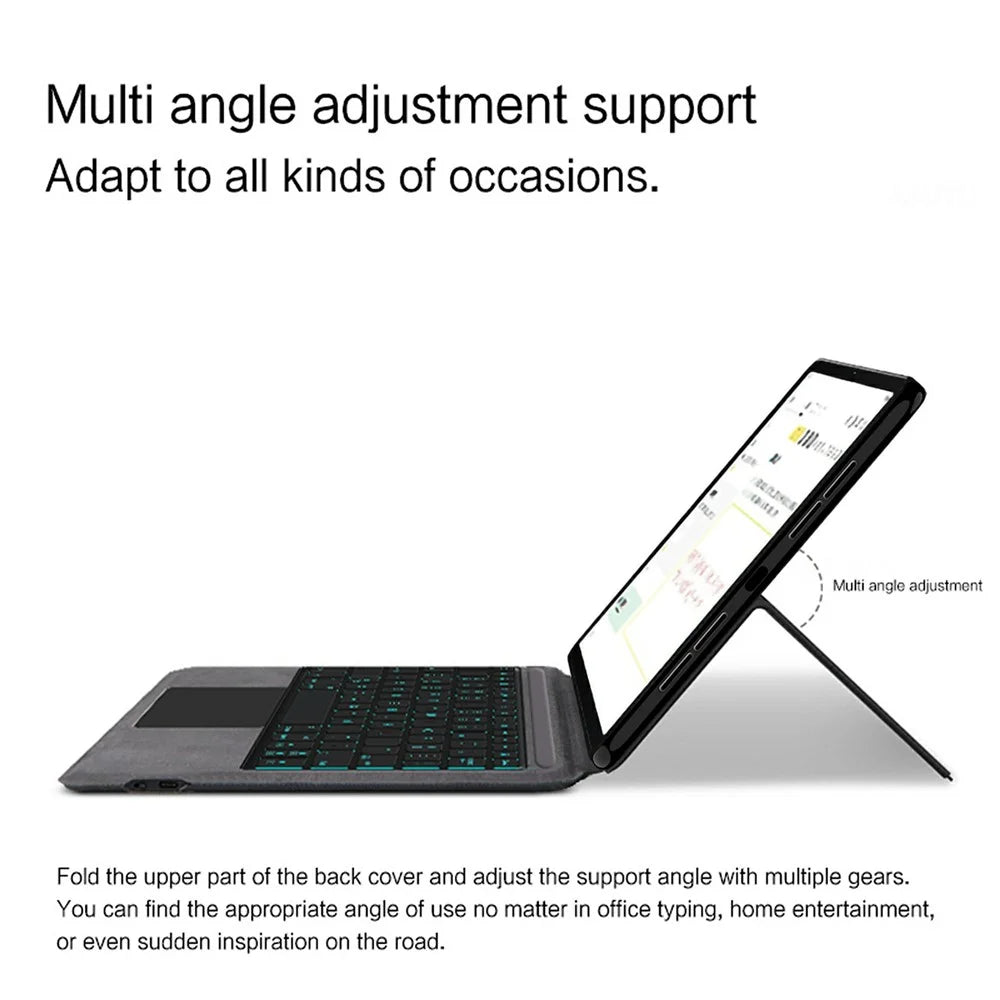 For Oppo Pad 3 Leather Case + Touchpad Bluetooth-compatible Keyboard with Backlit - 6