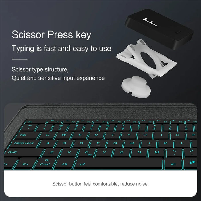 For Samsung Galaxy Tab S8 Ultra Leather Case + Bluetooth-Compatible Keyboard with Backlight Trackpad - 7