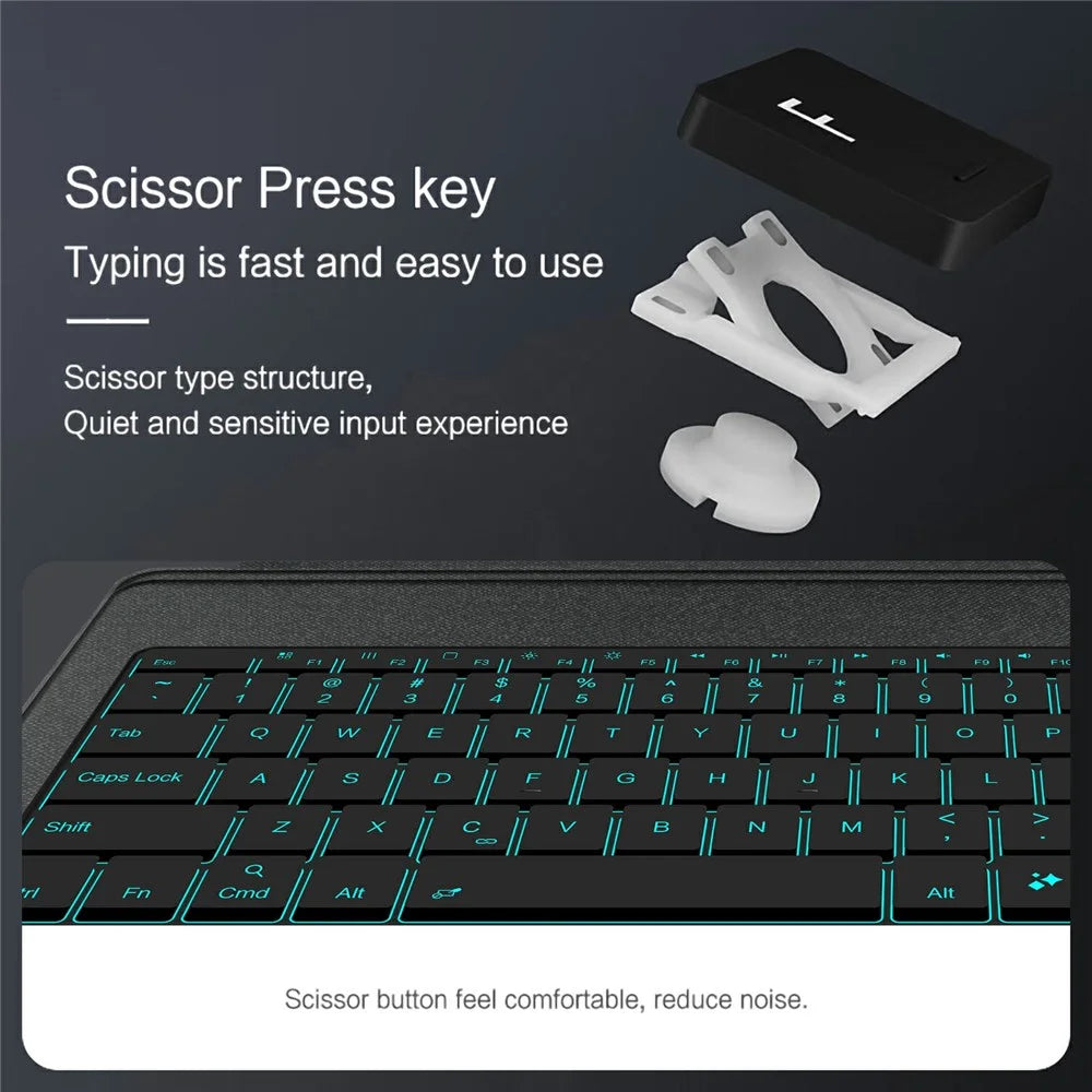 For Samsung Galaxy Tab S10 Ultra / S9 Ultra Leather Case + Bluetooth-Compatible Keyboard with Backlight Trackpad - 7