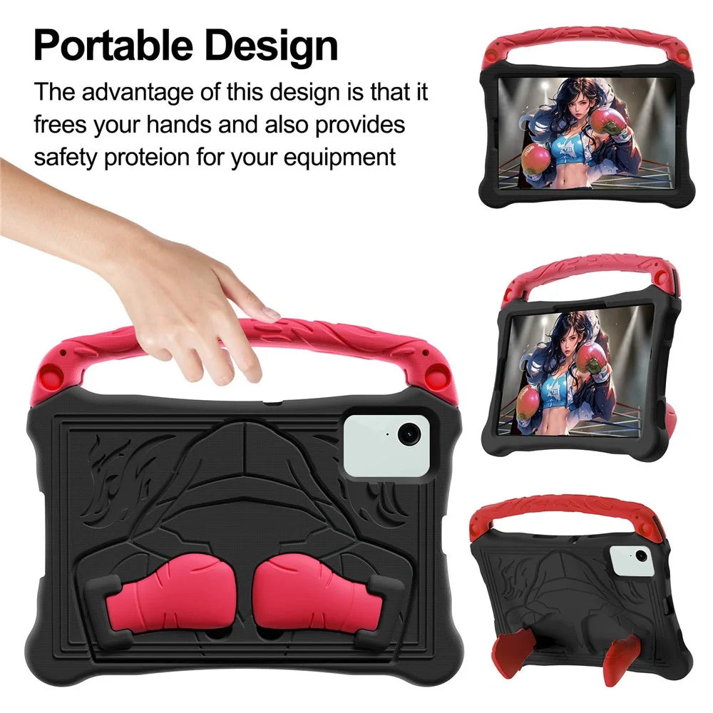 EVA Case For Samsung Galaxy Tab S11 / S10 Lite / S10 FE / S9 FE / S9 / S8 / S7 Boxing Style Tablet Cover with Handle Kickstand - Black  /  Red - 3