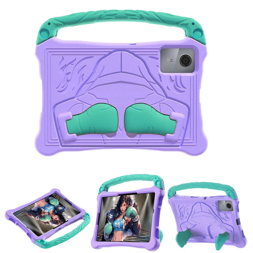 For Lenovo Tab M11  /  Xiaoxin Pad 11 2024 Case Boxing Style EVA Tablet Cover with Handle Kickstand - Purple  /  Mint Green - 1