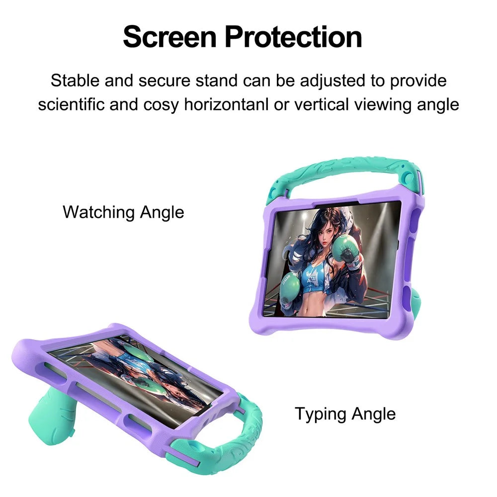 For Lenovo Tab M11  /  Xiaoxin Pad 11 2024 Case Boxing Style EVA Tablet Cover with Handle Kickstand - Purple  /  Mint Green - 2