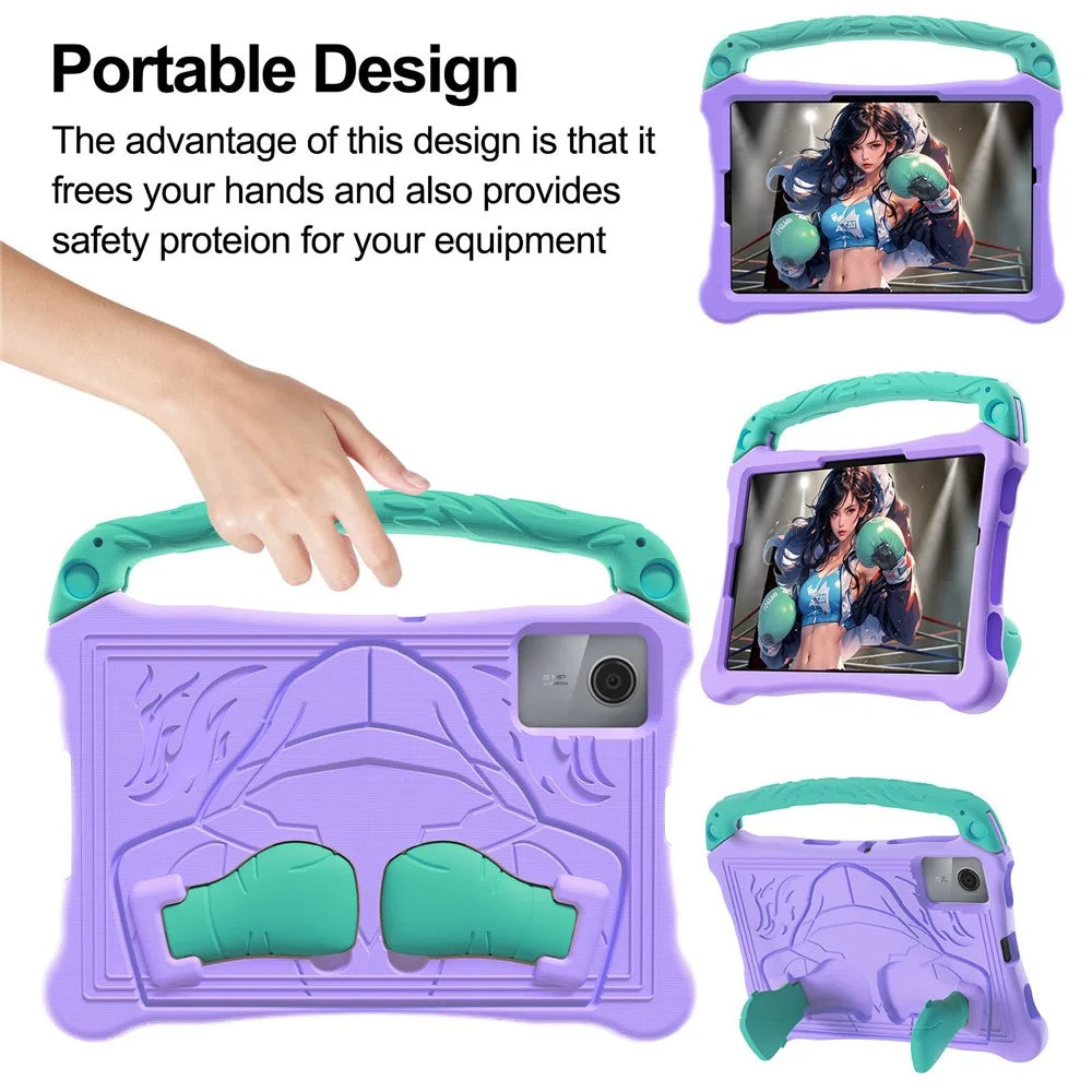 For Lenovo Tab M11  /  Xiaoxin Pad 11 2024 Case Boxing Style EVA Tablet Cover with Handle Kickstand - Purple  /  Mint Green - 3