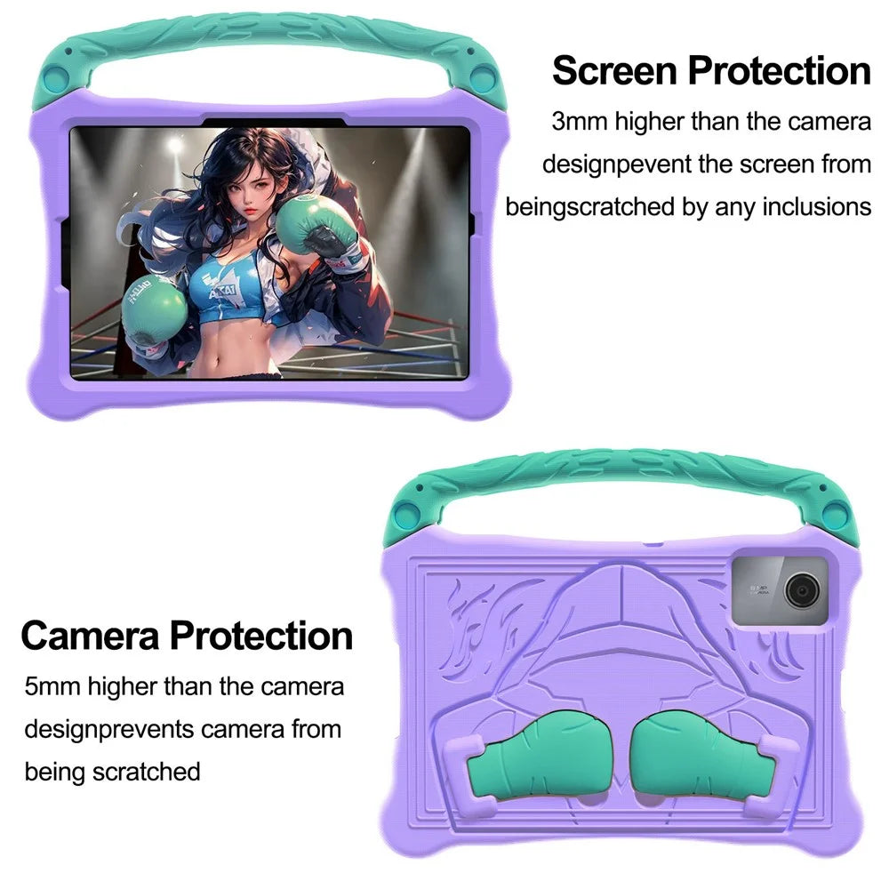 For Lenovo Tab M11  /  Xiaoxin Pad 11 2024 Case Boxing Style EVA Tablet Cover with Handle Kickstand - Purple  /  Mint Green - 4