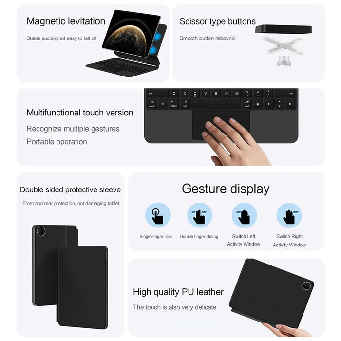 For Huawei MatePad Pro 13.2 (2025) Magnetic Floating Bluetooth-compatible Keyboard + Leather Tablet Case - 4