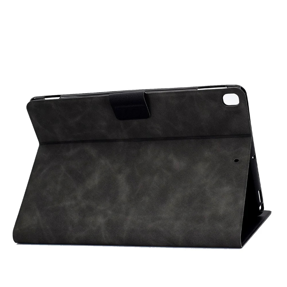 For iPad 10.2 (2020) (2019)  /  iPad Air 10.5 inch (2019) Calf Textured Leather Tablet Case Card Holder Adjustable Stand Protective Cover - Black - 4