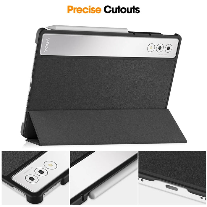 For Lenovo Yoga Tab Plus Case Anti-Drop Leather Stand Tablet Cover - Black - 4