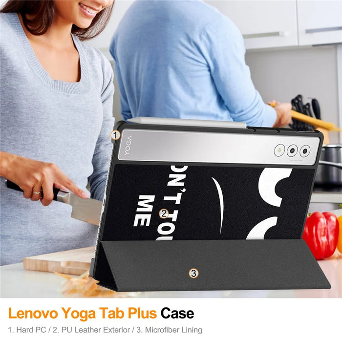 For Lenovo Yoga Tab Plus Case Pattern Print Leather Stand Tablet Cover - Don't Touch Me - 6