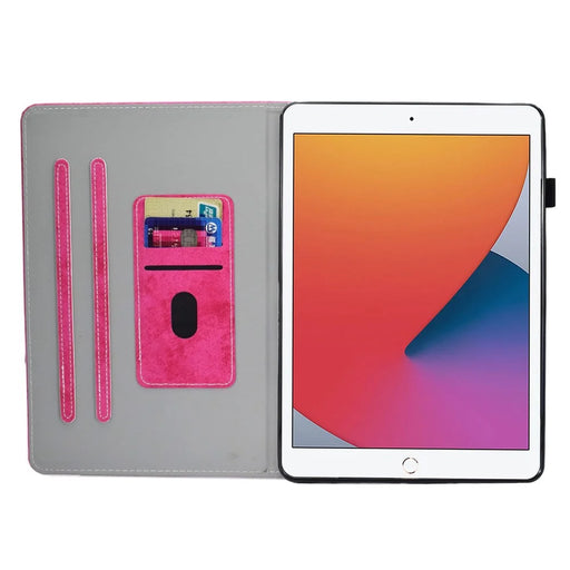 For iPad 10.2 (2019) (2020)  /  iPad Air 10.5 inch (2019) Cloth Texture PU Leather Tablet Cover Card Slots Folio Stand Protection Case with Pen Storage Loop - Rose - 2