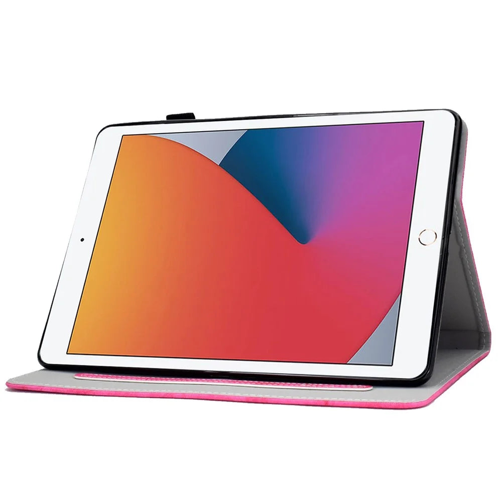 For iPad 10.2 (2019) (2020)  /  iPad Air 10.5 inch (2019) Cloth Texture PU Leather Tablet Cover Card Slots Folio Stand Protection Case with Pen Storage Loop - Rose - 3