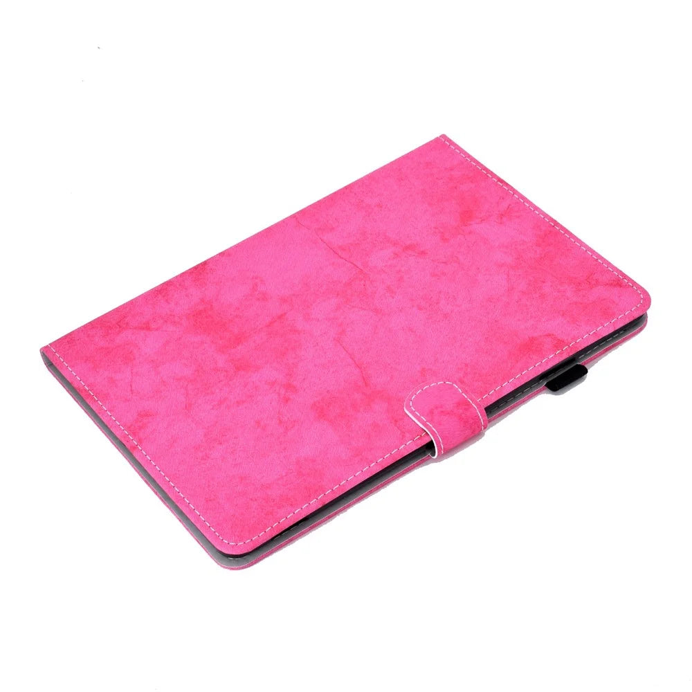 For iPad 10.2 (2019) (2020)  /  iPad Air 10.5 inch (2019) Cloth Texture PU Leather Tablet Cover Card Slots Folio Stand Protection Case with Pen Storage Loop - Rose - 5