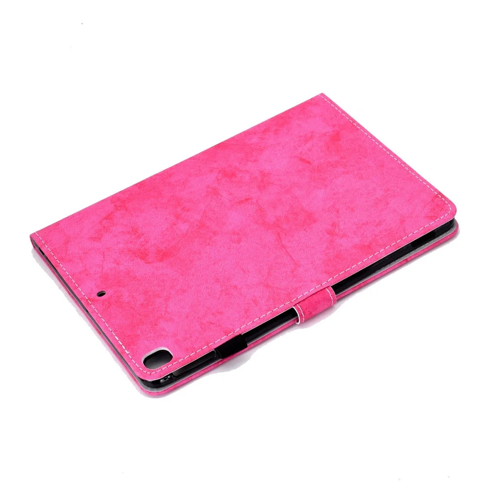 For iPad 10.2 (2019) (2020)  /  iPad Air 10.5 inch (2019) Cloth Texture PU Leather Tablet Cover Card Slots Folio Stand Protection Case with Pen Storage Loop - Rose - 6
