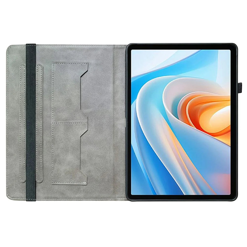 For itel Vistatab 30 Leather Case Pattern Printed Stand Tablet Cover with Card Slots - Plum Blossom - 2