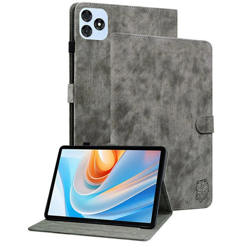 For itel Vistatab 30 Cases Tiger Imprint Anti-Scratch PU Leather Tablet Cover - Grey - 1