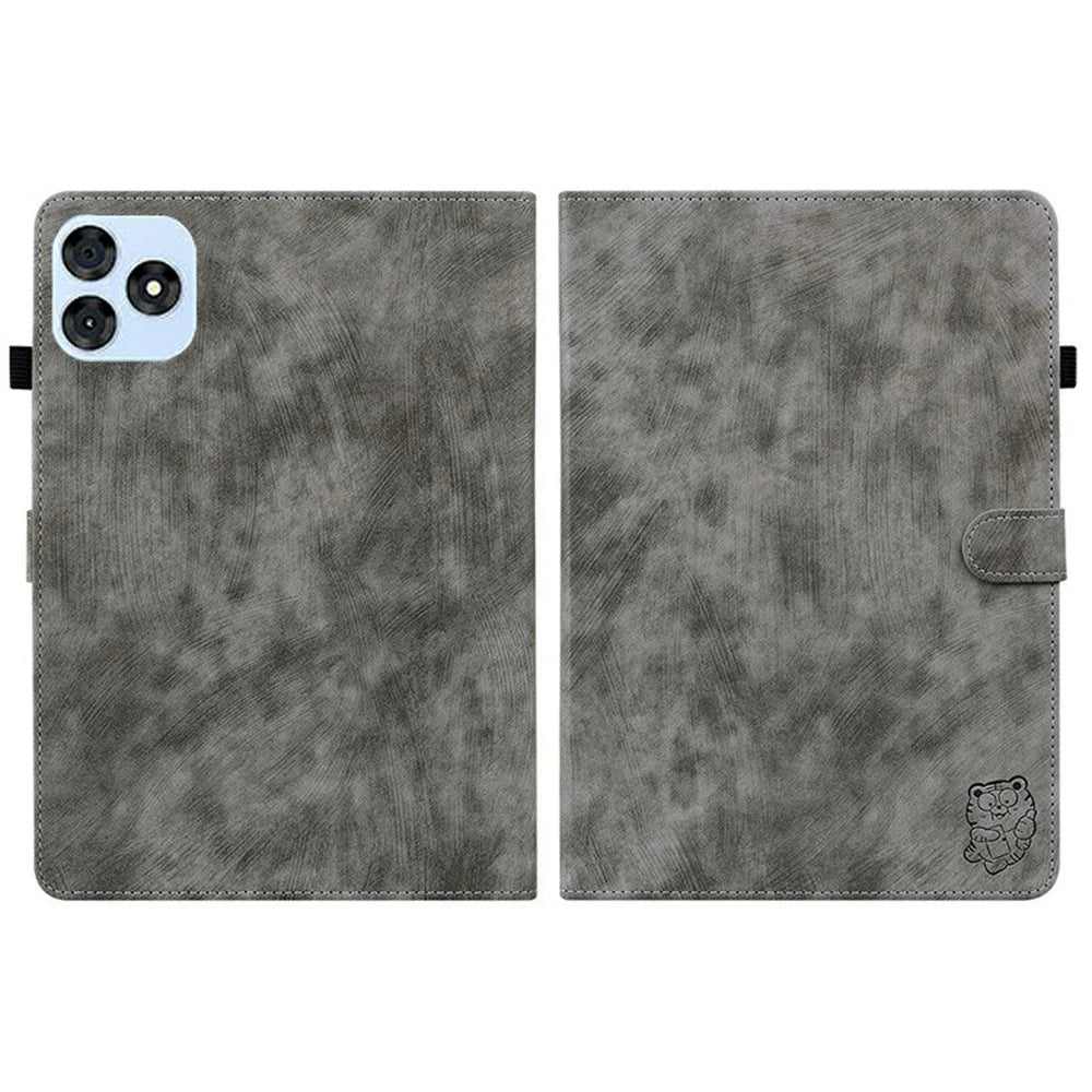 For itel Vistatab 30 Cases Tiger Imprint Anti-Scratch PU Leather Tablet Cover - Grey - 7