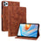 For itel Vistatab 30 Case Lily Flower Imprint Card Slots Leather Tablet Cover - Brown - 1