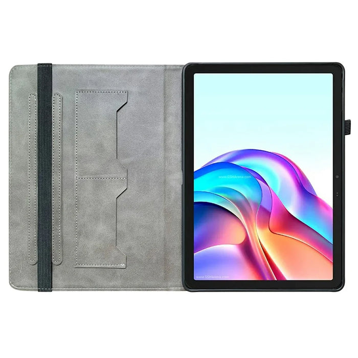 For TECNO Megapad 11 Leather Case Pattern Printed Stand Tablet Cover with Card Slots - Plum Blossom - 2