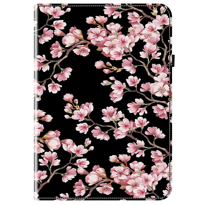 For TECNO Megapad 11 Leather Case Pattern Printed Stand Tablet Cover with Card Slots - Plum Blossom - 5
