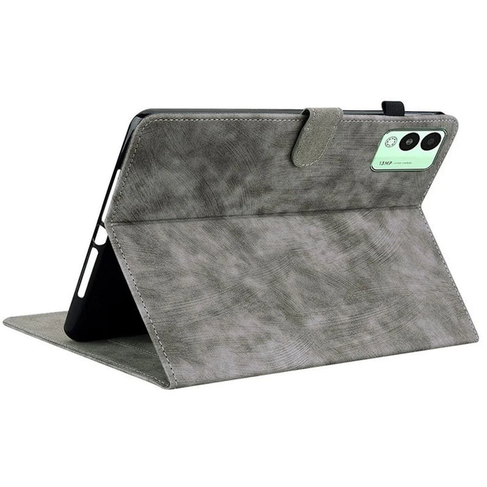 For TECNO Megapad 11 Case Tiger Imprint Anti-Scratch PU Leather Tablet Cover - Grey - 4