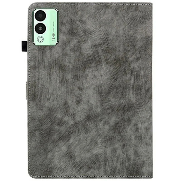 For TECNO Megapad 11 Case Tiger Imprint Anti-Scratch PU Leather Tablet Cover - Grey - 6