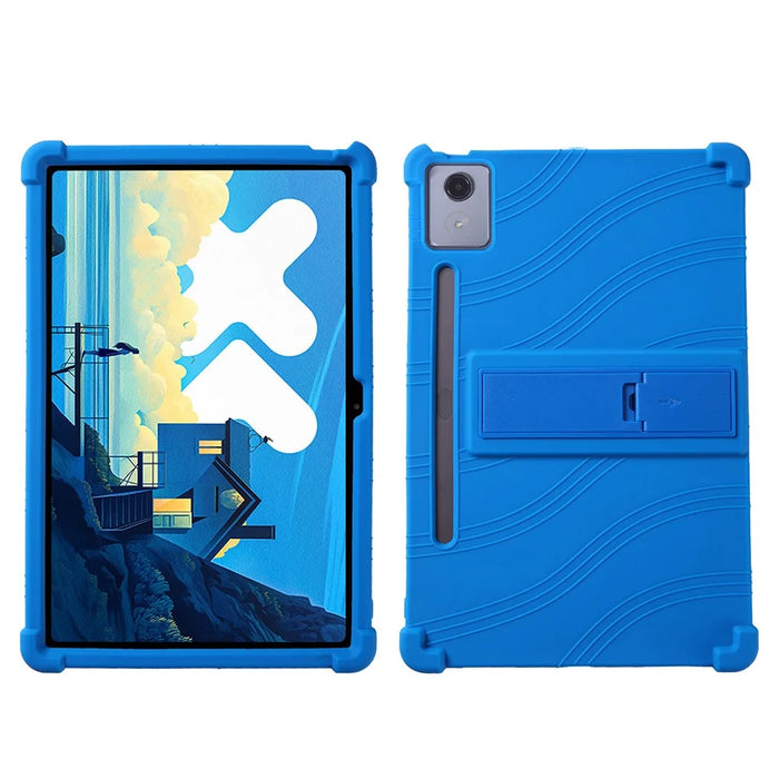 For Lenovo Xiaoxin Pad Pro 12.7 Inch / Pad Pro 12.7 (2025) Silicone Case with Kickstand Rugged Protective Cover - Dark Blue - 1