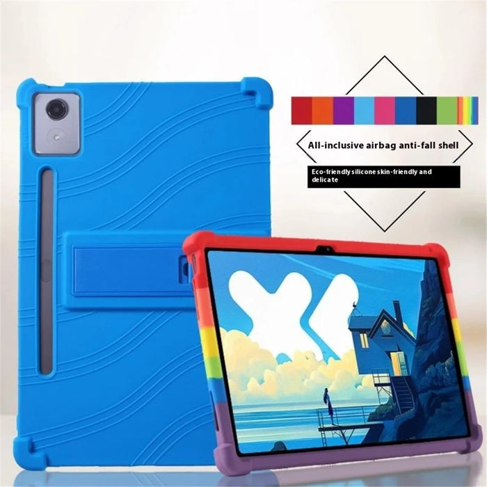 For Lenovo Xiaoxin Pad Pro 12.7 Inch / Pad Pro 12.7 (2025) Silicone Case with Kickstand Rugged Protective Cover - Dark Blue - 4