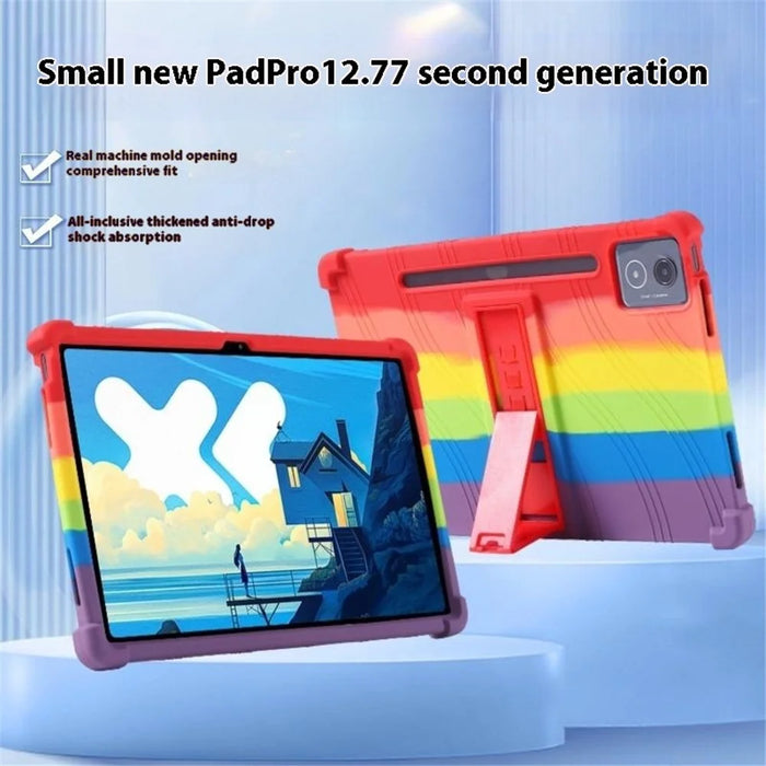 For Lenovo Xiaoxin Pad Pro 12.7 Inch / Pad Pro 12.7 (2025) Silicone Case with Kickstand Rugged Protective Cover - Dark Blue - 6