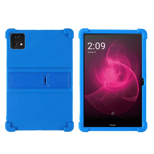 For T-Mobile REVVL Tab Silicone Case with Kickstand Rugged Protective Cover - Dark Blue - 1