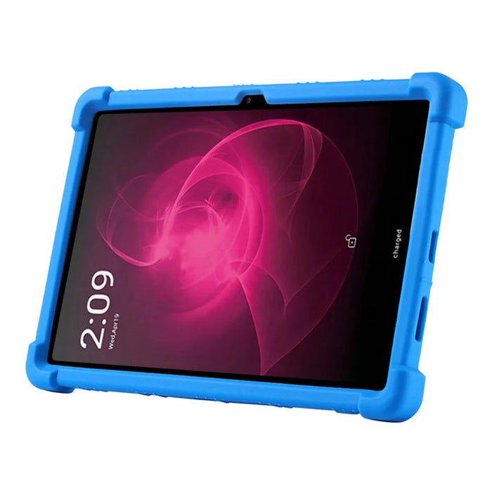 For T-Mobile REVVL Tab Silicone Case with Kickstand Rugged Protective Cover - Dark Blue - 3