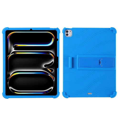 For iPad Pro 13 (2025) / 13 (2024) / Air 13 (2025) / (2024) Silicone Case with Kickstand Rugged Protective Cover - Dark Blue - 1