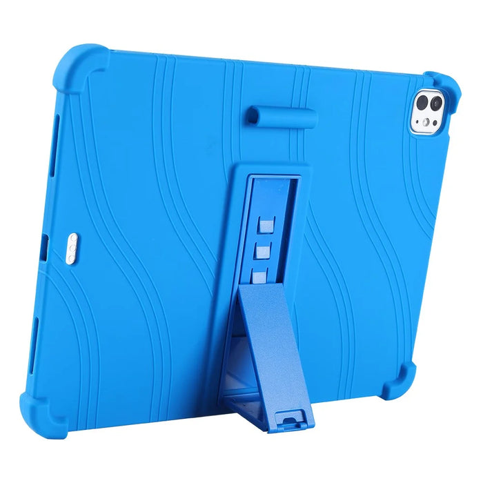 For iPad Pro 13 (2025) / 13 (2024) / Air 13 (2025) / (2024) Silicone Case with Kickstand Rugged Protective Cover - Dark Blue - 2