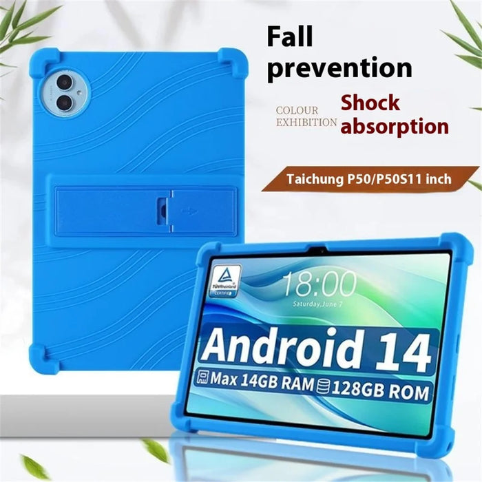 For Teclast P50 / P50S Silicone Case with Kickstand Rugged Protective Cover - Dark Blue - 3
