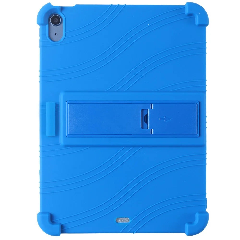 For iPad Air 11 (2026) / (2025) / (2024) Silicone Case with Kickstand Rugged Protective Cover - Dark Blue - 1