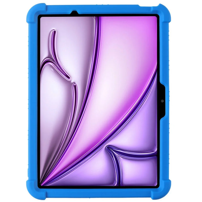 For iPad Air 11 (2026) / (2025) / (2024) Silicone Case with Kickstand Rugged Protective Cover - Dark Blue - 2